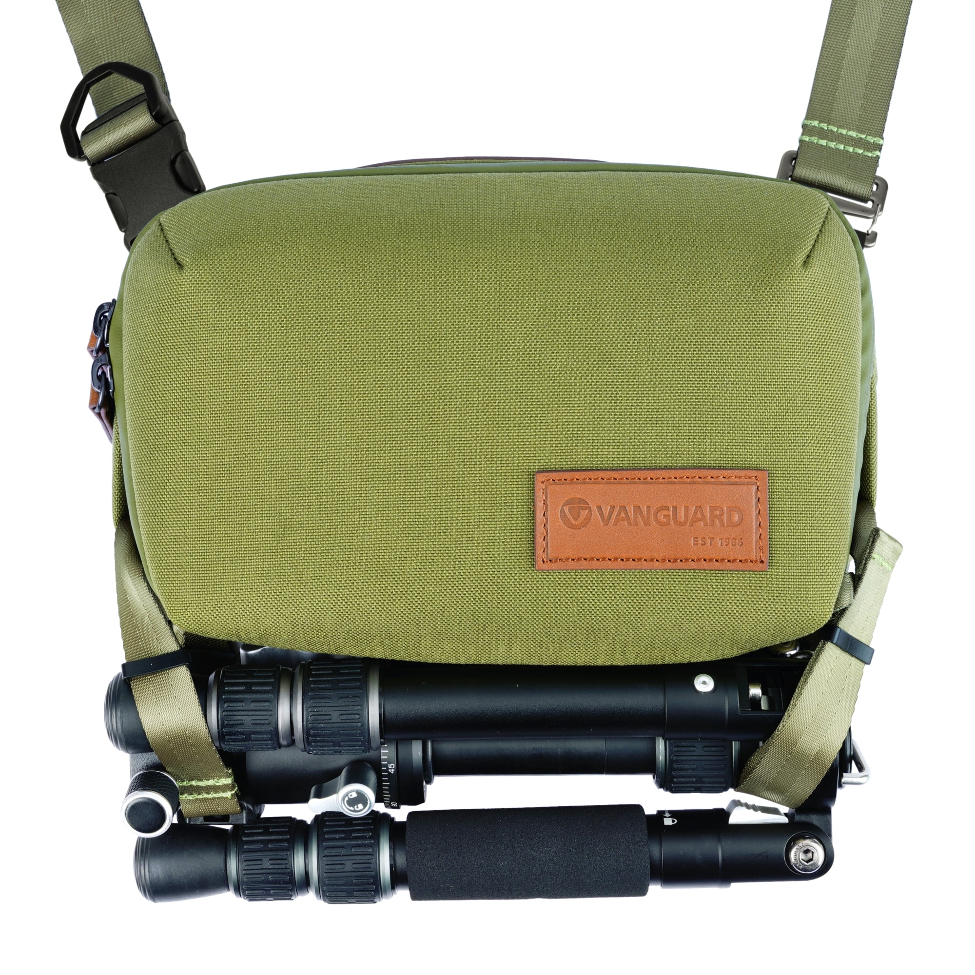 VEO City CB24 GR Crossbody Camera Bag for Women & Men - Waterproof Green Shoulder Bag for DSLR, Mirrorless Cameras - Perfect for Travel, Hiking & Everyday Use