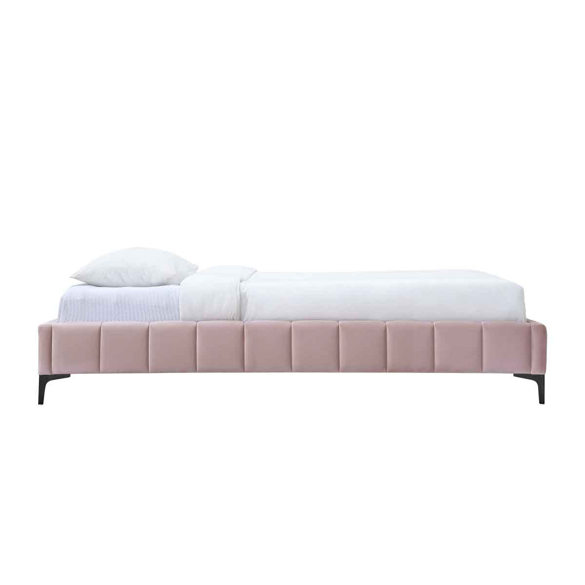 Georgia Velvet King Single Bed Frame (Blush) - Luxurious Upholstered Bed Frame for Small Spaces, Perfect for Guest Rooms, Apartments & Dormitories