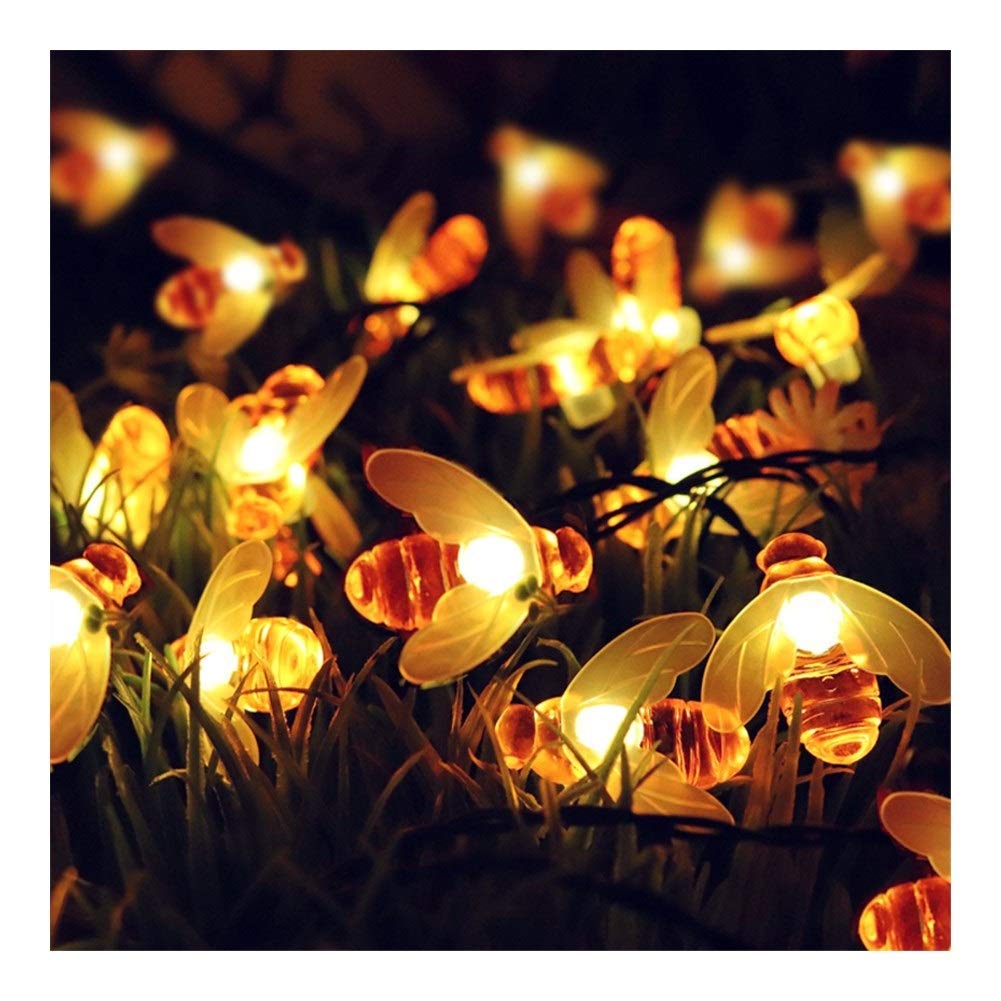 JINSUO Moonlight Star Fairy Lights - 10LED 1.5m Bee Shaped LED String Lights Battery Operated for Christmas, Holiday Party, Garden, Bedroom, Wedding & Home Decoration (Warm White, 0.8M 5LED) - Perfect for Indoor & Outdoor Festive Lighting