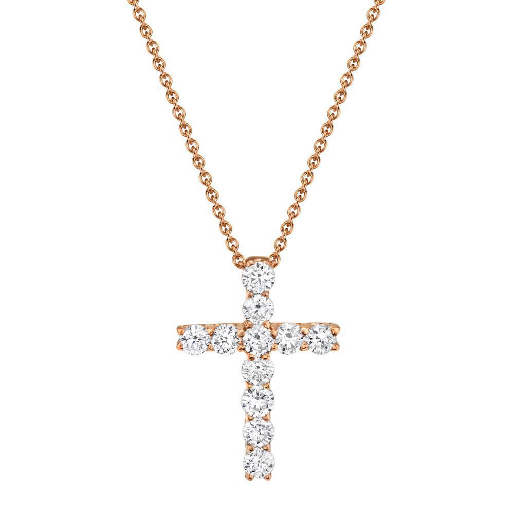 14K Gold 0.32 CTW Diamond Cross Pendant Necklace for Women - Elegant Religious Jewelry Gift for Christmas, Baptism & Special Occasions