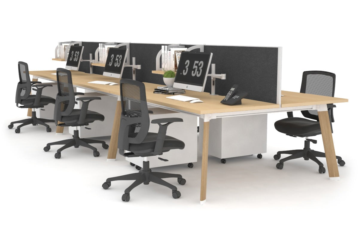 6-Person Workstation with Wood Imprint Frame - 1200L x 700W Office Desk for Collaborative Workspaces & Team Meetings