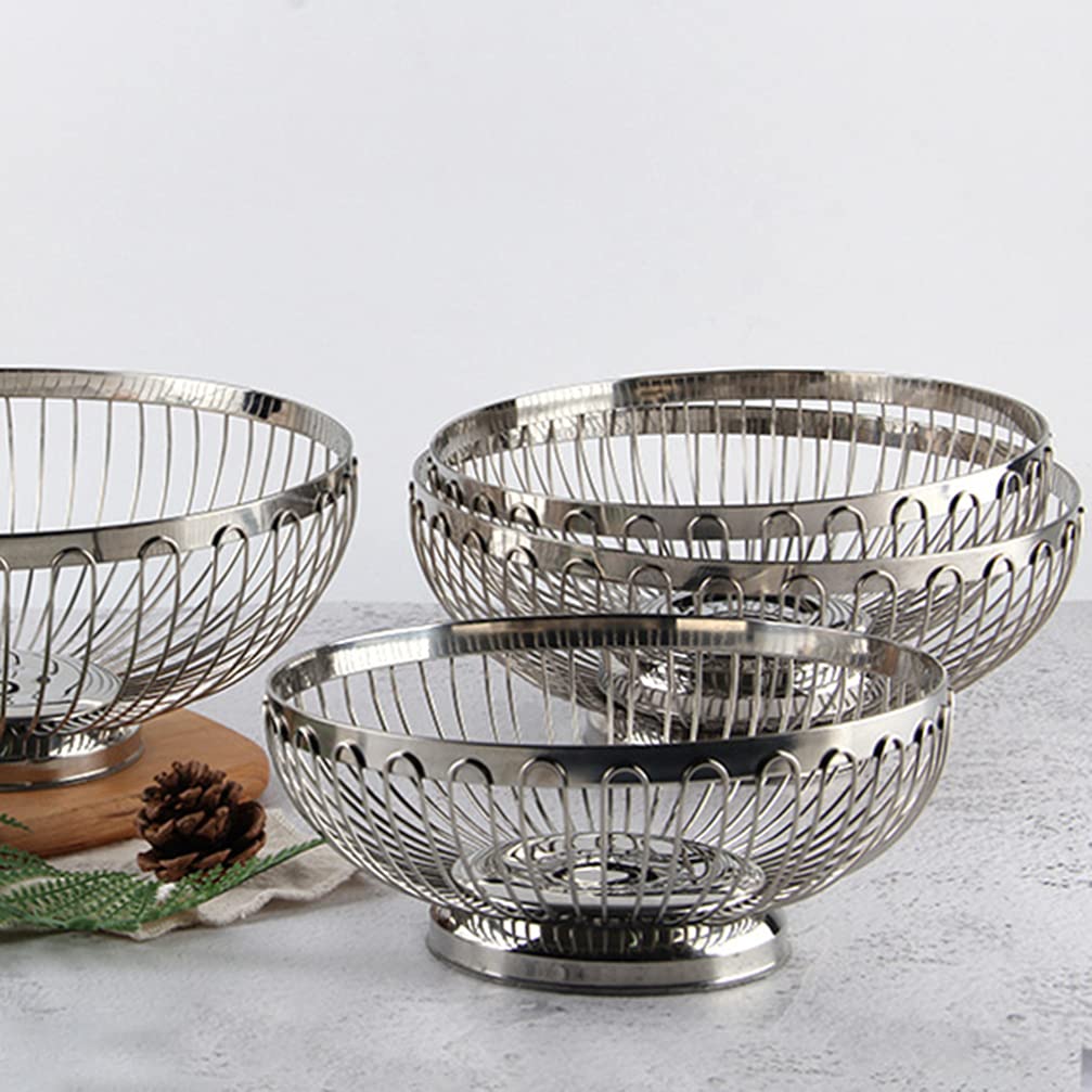 DOITOOL Black Wrought Iron Fruit Basket - Rustic Metal Wire Bowl for Fruits, Vegetables, Bread & Kitchen Storage - Durable Colander & Stand for Countertop, Dining Table & Pantry Organization