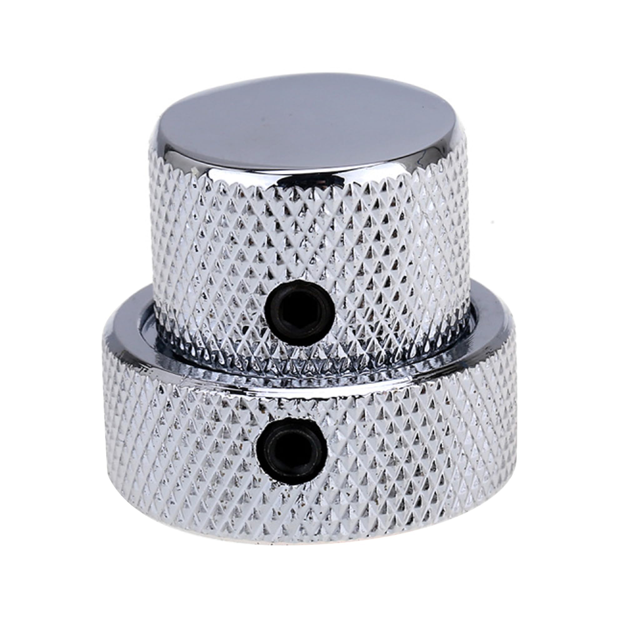 Musiclily Pro Universal Metal Dual Concentric Stacked Guitar Knobs - Chrome Control Knobs for Electric Guitar & Bass (2-Pack) | Perfect for DIY Guitar Upgrades & Replacement Parts