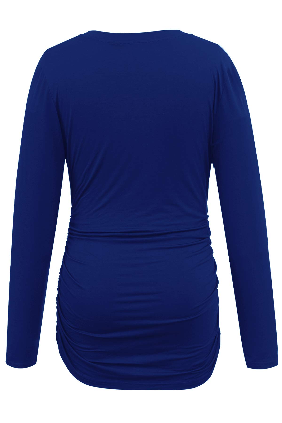 Smallshow Women's V-Neck Maternity Shirt - Long Sleeve Ruched Pregnancy Top for Work & Casual Wear | Comfortable Nursing & Maternity Clothes for Expecting Moms
