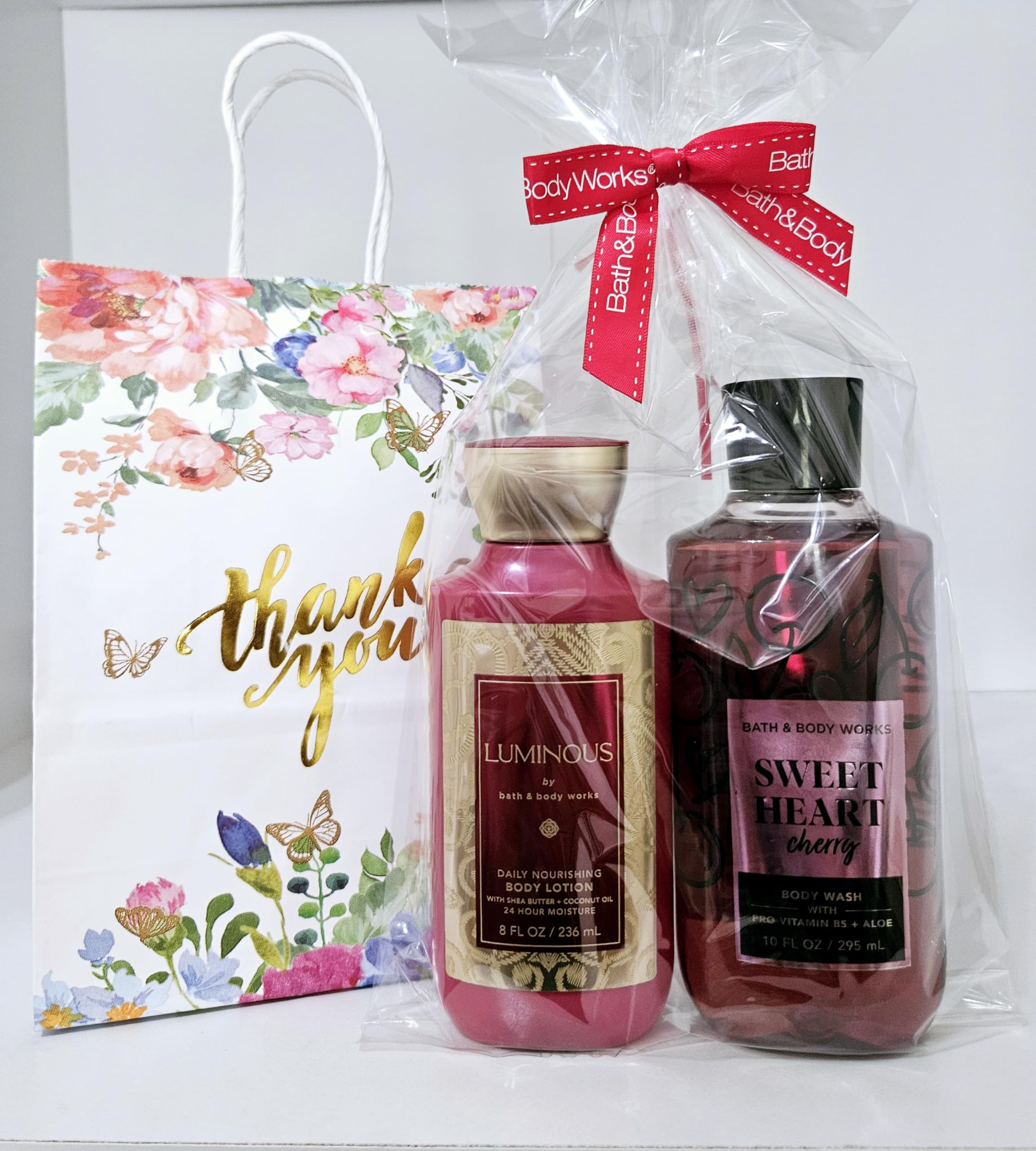 Sweet Heart Cherry Scented Body Wash & Luminous Daily Nourishing Body Lotion Set - 10oz & 8oz - Moisturizing Shower Gel & Hydrating Lotion for Soft Skin - Perfect for Valentine's Day Gifts & Self-Care Routine