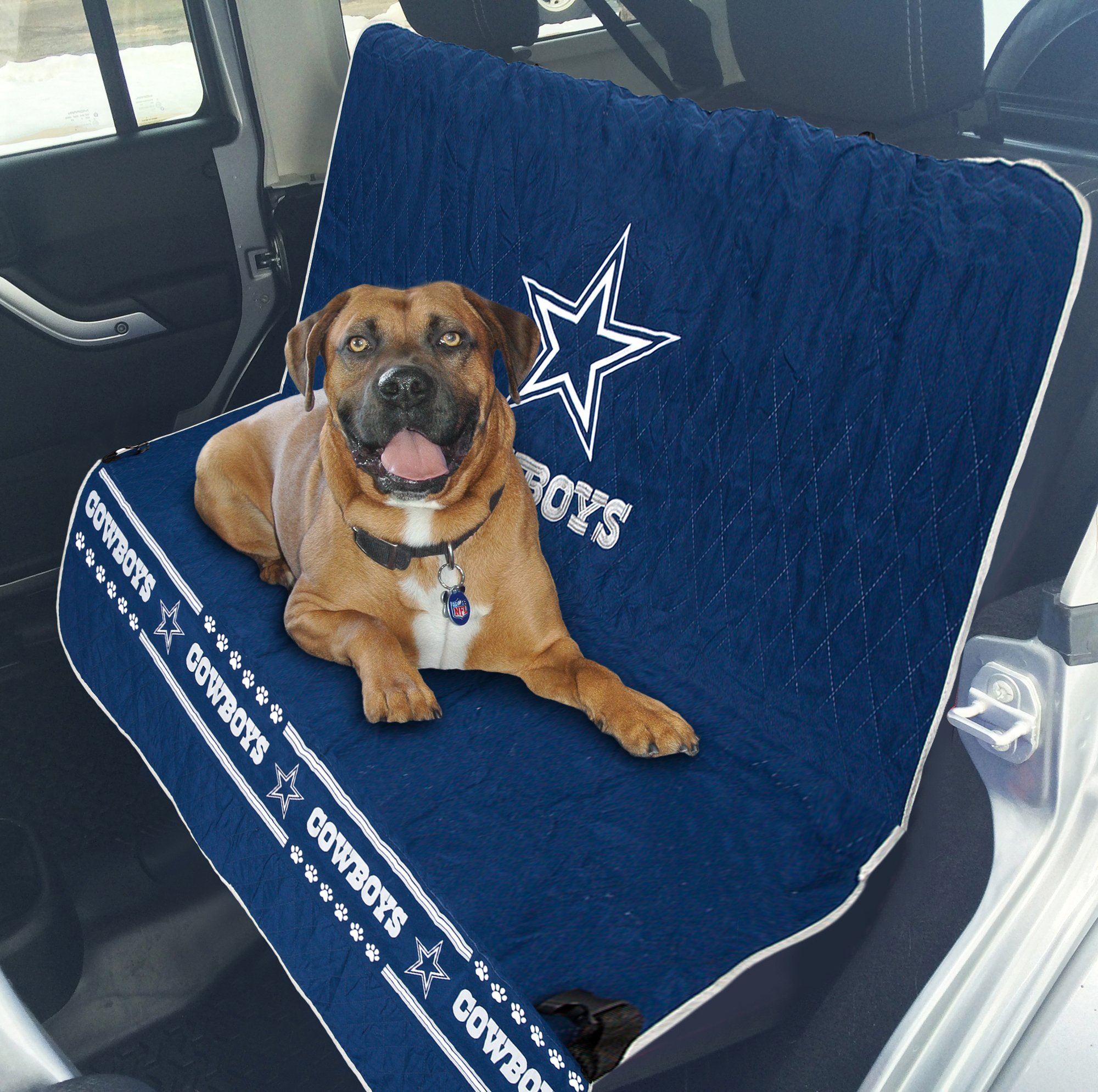 Pets First NFL Pet Accessories for Dogs & Cats - 32 Team Seatbelts, Car Seat Covers & More | Game Day Safety & Travel Gear