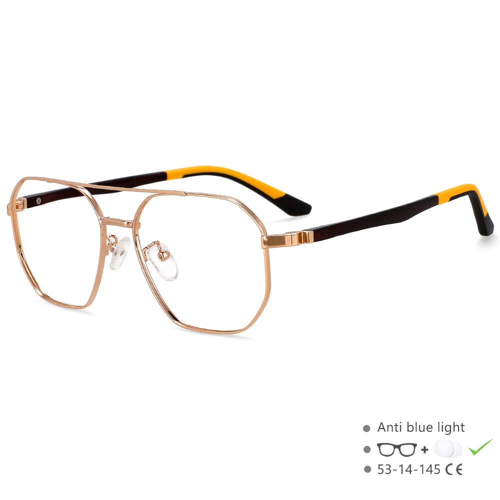 CCspace Unisex Full Rim Oval Double Bridge Alloy Eyeglasses 55604 - Stylish & Lightweight Frames for Reading, Work, and Everyday Wear