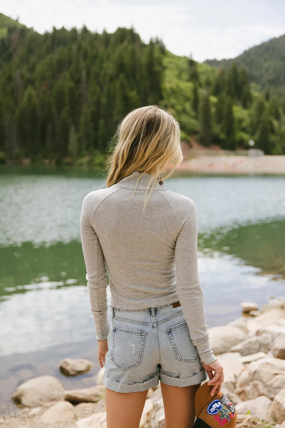 Hester Waffle Knit Top Women's Long Sleeve Casual Shirt in Grey - Soft & Comfortable for Fall & Winter Layering (Final Sale)