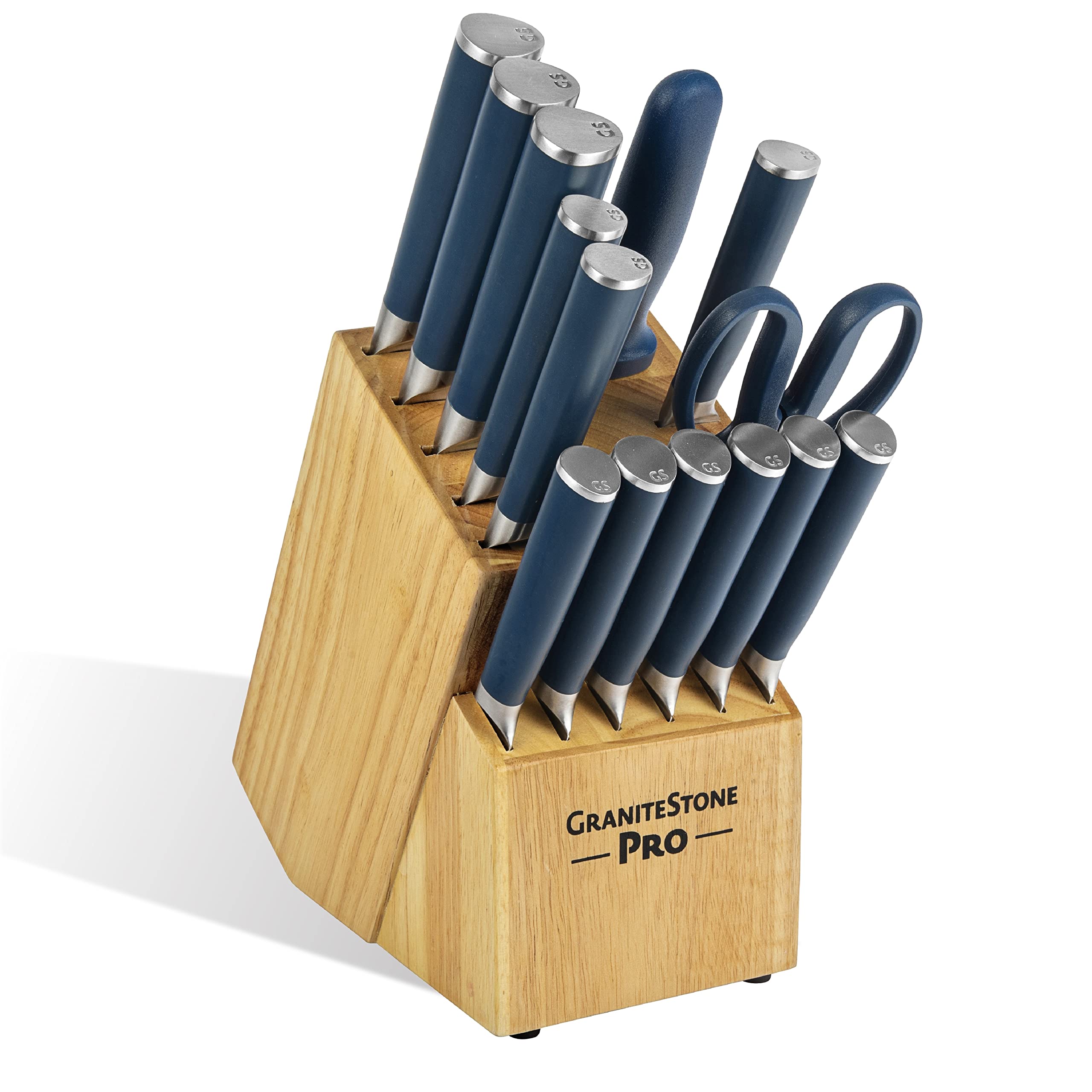 GraniteStone Pro Nutriblade 14-Piece Premium Knife Set with Block - Ultra Sharp Stainless Steel Kitchen Knives for Chefs & Home Cooking - Perfect for Slicing, Dicing, and Food Prep