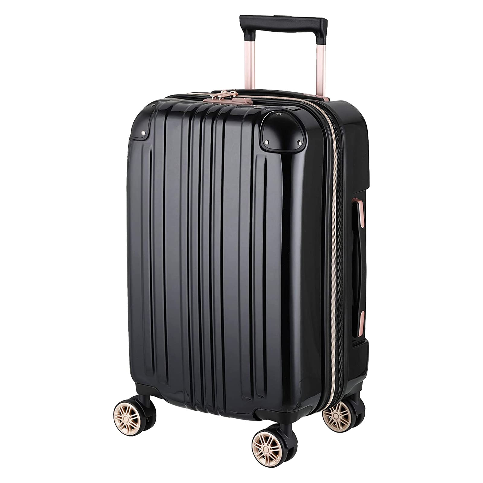 LEGEND WALKER 21-inch Expandable Hardside Carry-On Luggage with Zipper - Black (5122-48-BK) - Perfect for Air Travel & Business Trips