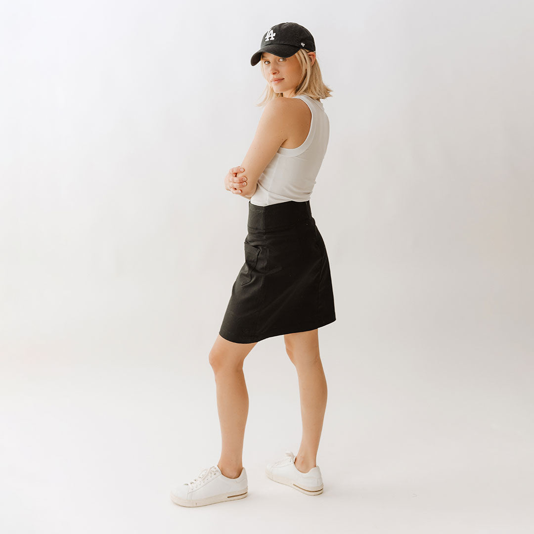 Stylish Black Canvas Skirt for Women - High Waist A-Line Denim Skirt - Casual & Vintage Fashion - Perfect for Daily Wear, Office, Dating & Travel