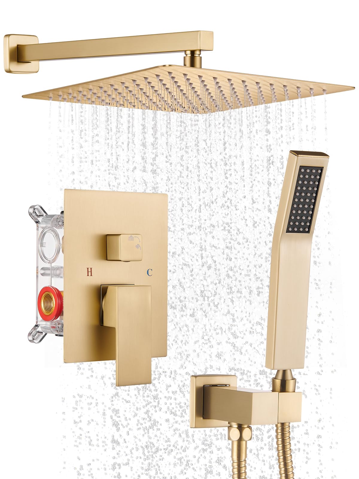 Premium 10-Inch Rainfall Shower System Set with Handheld Sprayer - Complete Bathroom Faucet Kit Including Rough-in Valve & Trim - Perfect for Luxury Spa Experience at Home