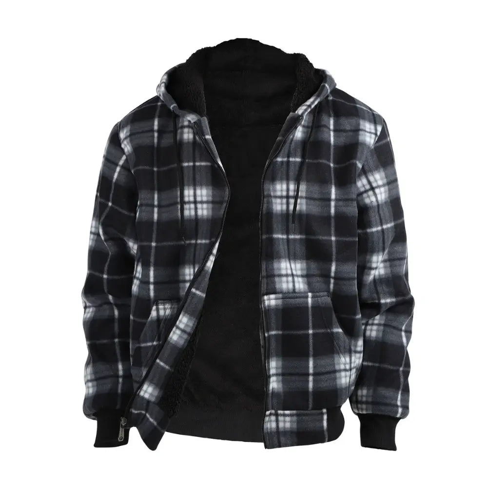 Men's Plaid Sherpa Lined Sweatshirt - Warm Flannel Shirt Jacket for Winter, Cozy Fleece-Lined Pullover for Outdoor Activities & Casual Wear