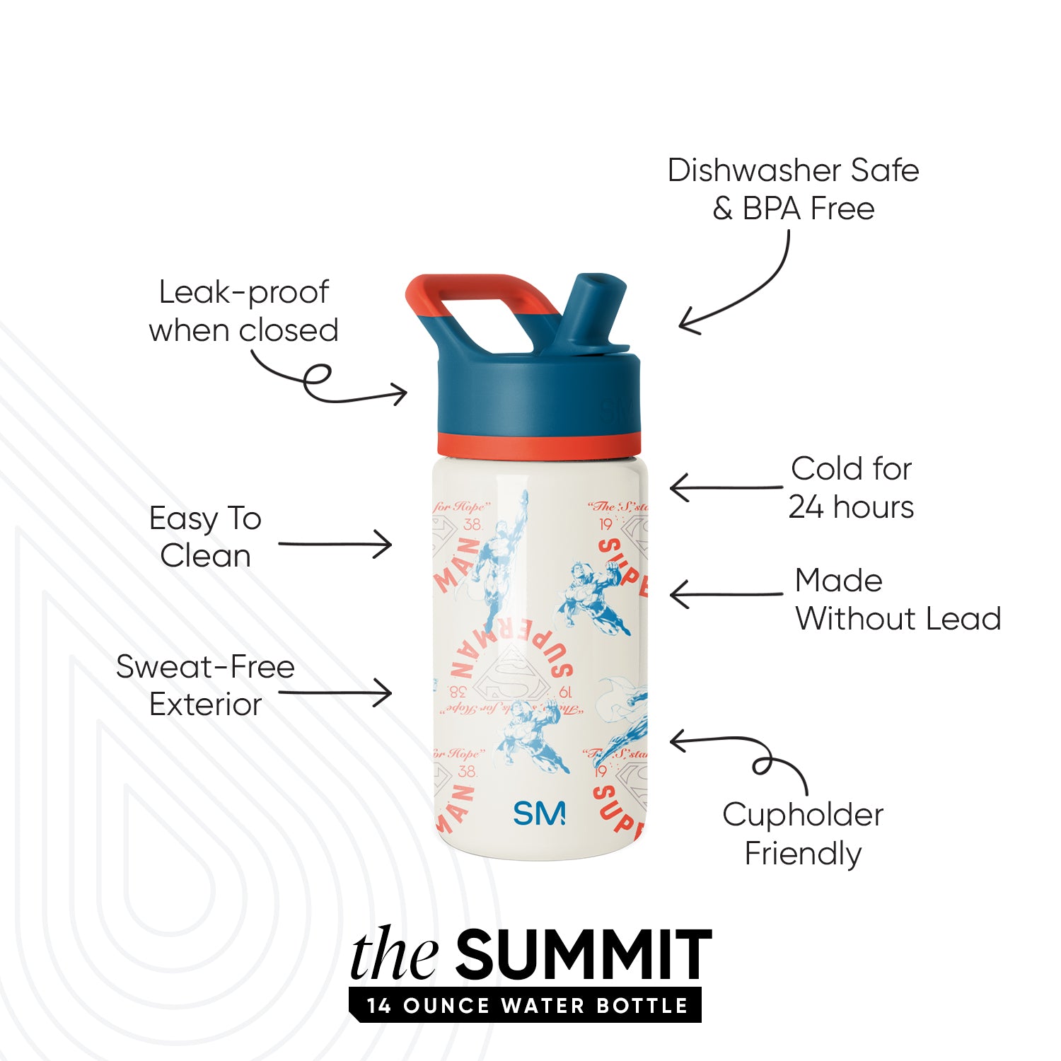 Summit Kids Water Bottle with Straw Lid - BPA Free, Leak Proof, Insulated Stainless Steel Bottle for School, Sports & Outdoor Activities