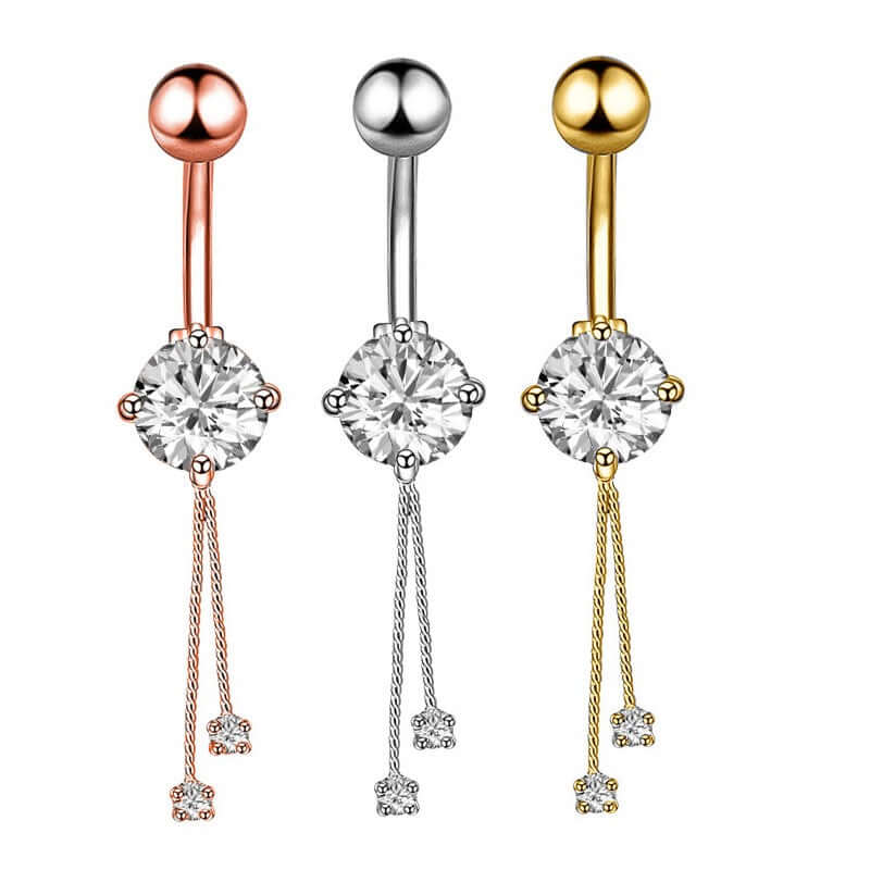 Shiny Dangle Belly Button Ring Piercing Jewelry WH1304 - Perfect for Navel Piercing, Belly Dance, and Summer Beach Outfits