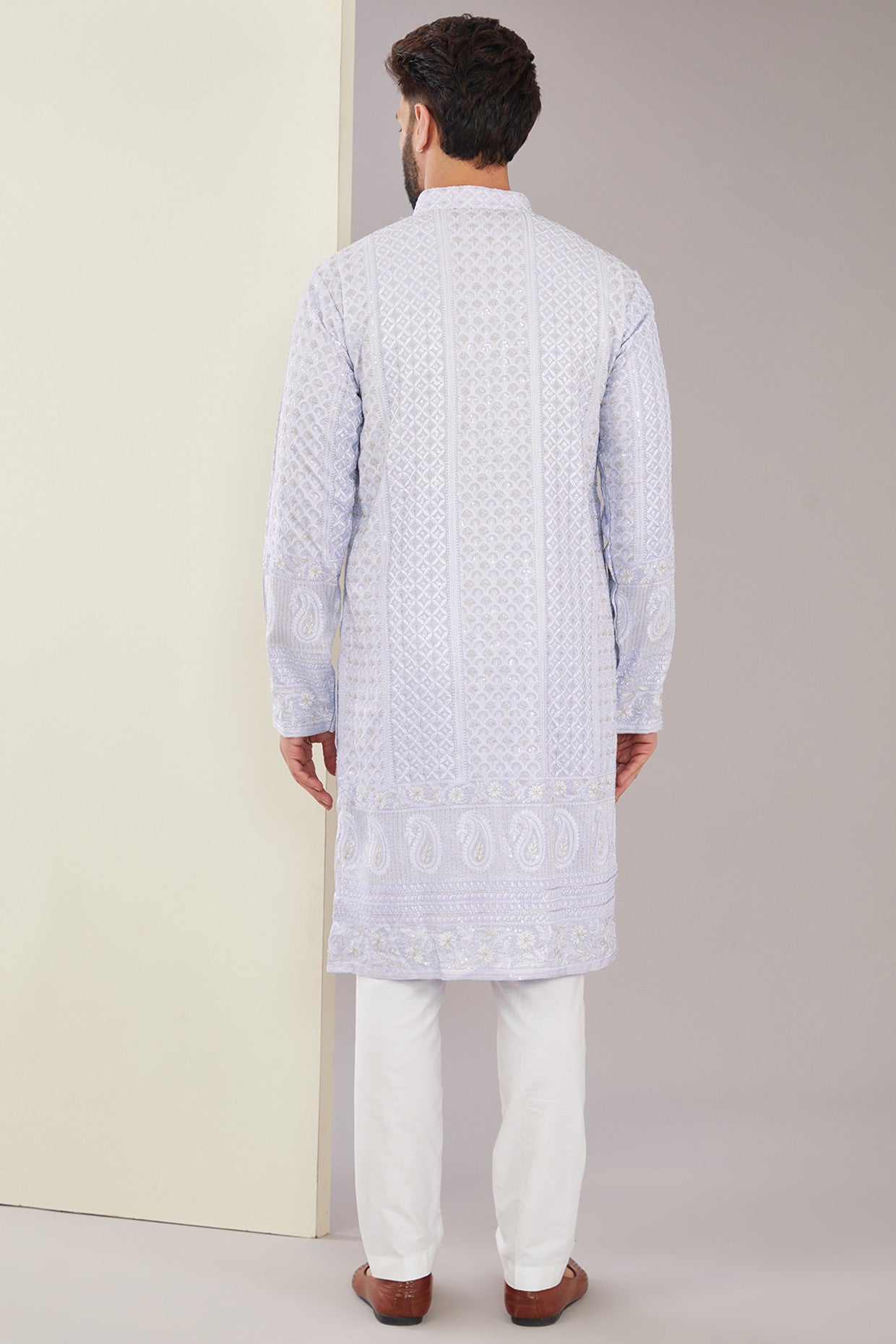 Elegant Purple Ombre Chikankari Kurta for Women - Handcrafted Indian Embroidered Tunic - Perfect for Festivals, Weddings & Casual Wear