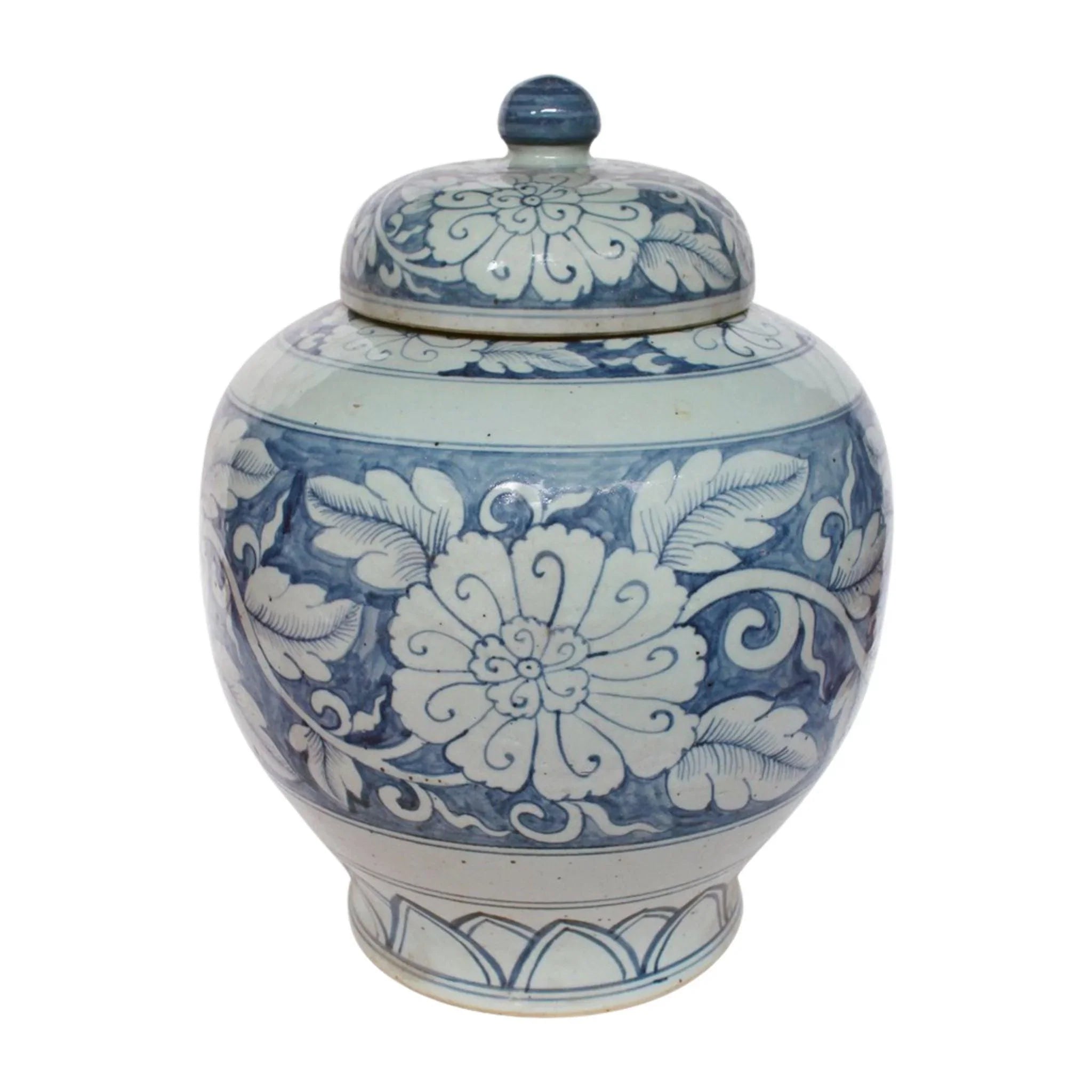 Exquisite Blue and White Porcelain Lidded Peony Jar - Handcrafted Chinese Ceramic Storage Container for Tea, Spices & Home Decor | Perfect for Kitchen, Living Room & Gift Giving