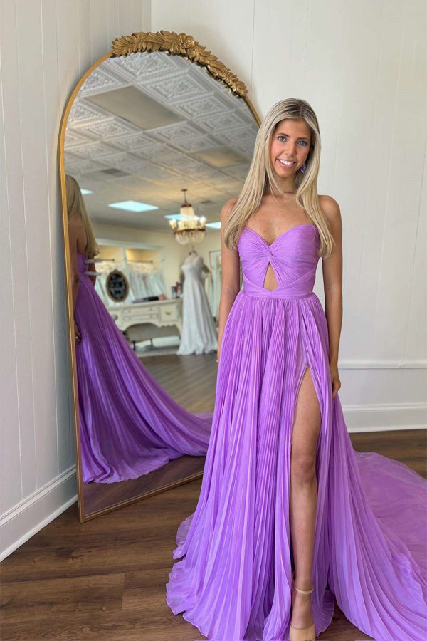 Elegant Strapless A-Line Chiffon Keyhole Back Lilac Long Prom Dress TP1320 - Perfect for Homecoming, Prom, and Formal Evening Events