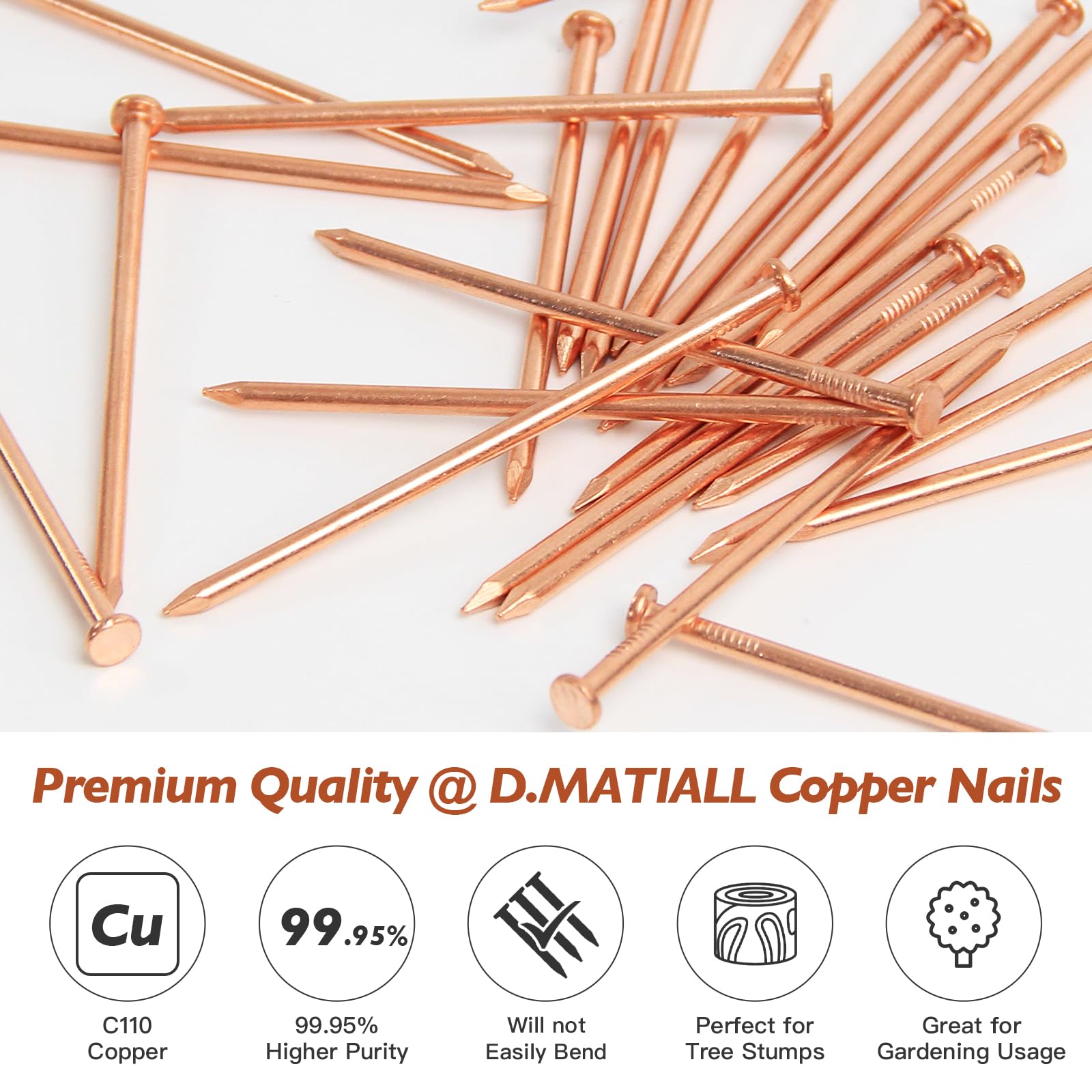 3.5 Inch Pure Copper Roofing Nails (24pcs) – 99.95% Copper Nails for Roof Repair, Flashing Installation, Tree Stump Removal, Landscaping & DIY Crafts – Durable & Rust-Resistant for Outdoor Projects