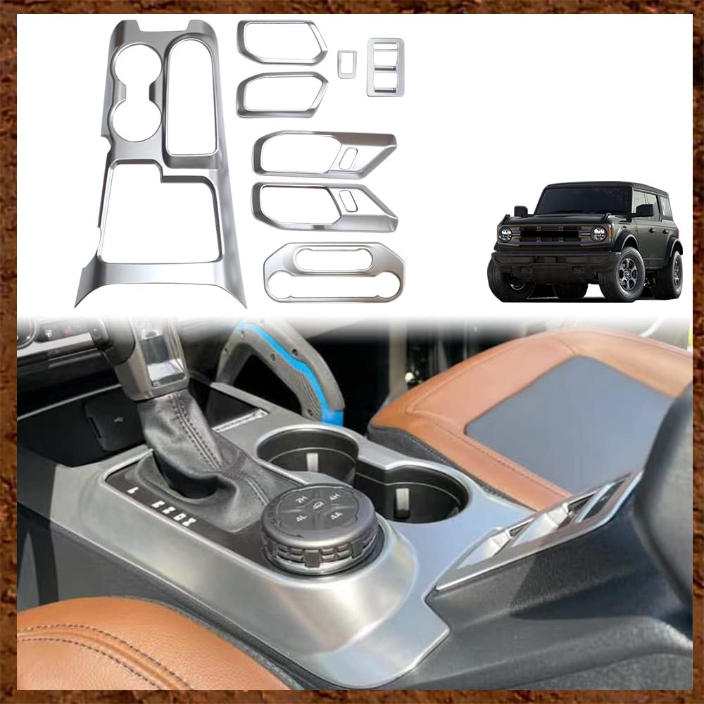 Muslogy 8-Piece Car Interior Hardware Handle Set - Silver Carbon Fiber Gear Shift Panel Cover, Door Handle Bowl & Steering Wheel Accessories | Perfect for Car Modifications & Interior Upgrades