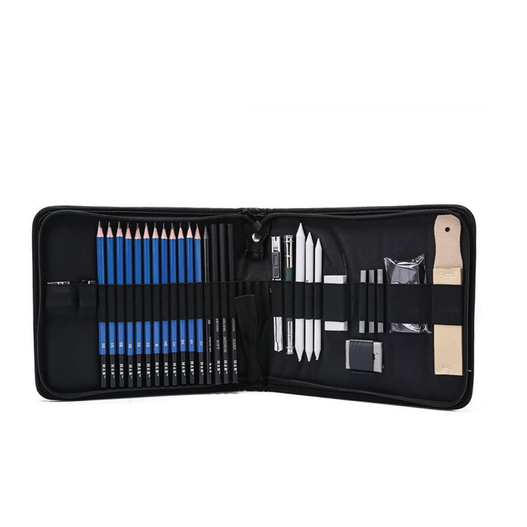 32-Piece Professional Sketch Drawing Kit - Graphite & Charcoal Pencils Set for Artists | Complete Art Supplies for Beginners & Professionals | Perfect for Portrait Drawing, Sketching & Shading Techniques