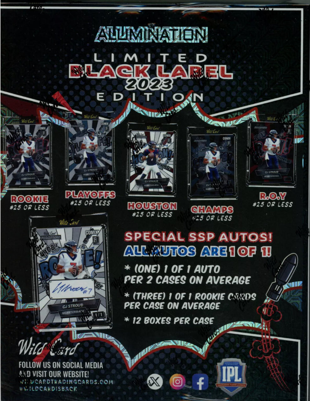 2023 Wild Card Alumination CJ Stroud Rookie Comix Black Label Edition Hobby 12 Box Case - Collectible Football Trading Cards for Fans & Investors - Perfect for Sports Memorabilia Collections, Gifts, and Fantasy Football Enthusiasts