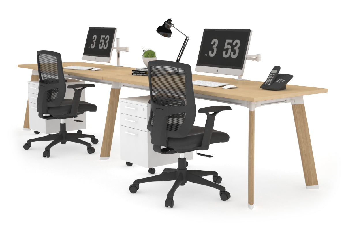 2 Person Office Workstation Desk with Cable Management - 70.8
