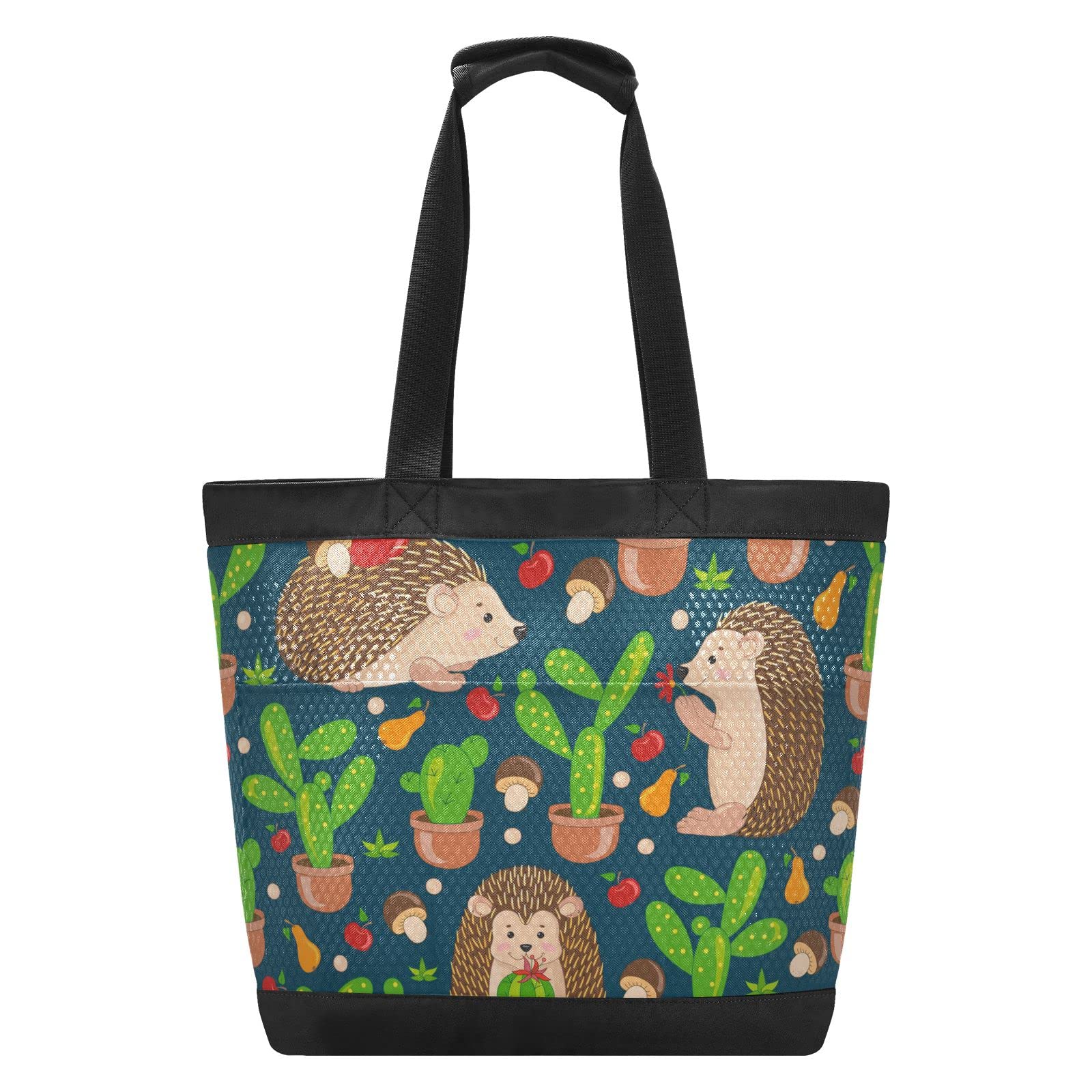 Cute Hedgehog Print Mesh Beach Tote Bag - Large Waterproof & Sandproof Beach Bag for Women & Men - Perfect for Pool, Gym, Travel, Picnic, and Summer Outings