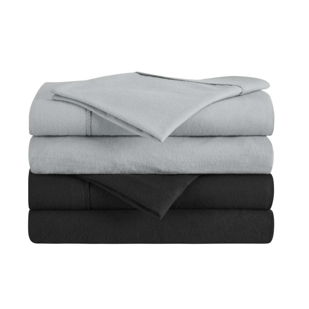 Premium 180GSM Cotton Flannel Bed Sheet Set - Silver King Size - Ultra Soft & Breathable for Cozy Winter Nights & Luxury Bedroom Decor