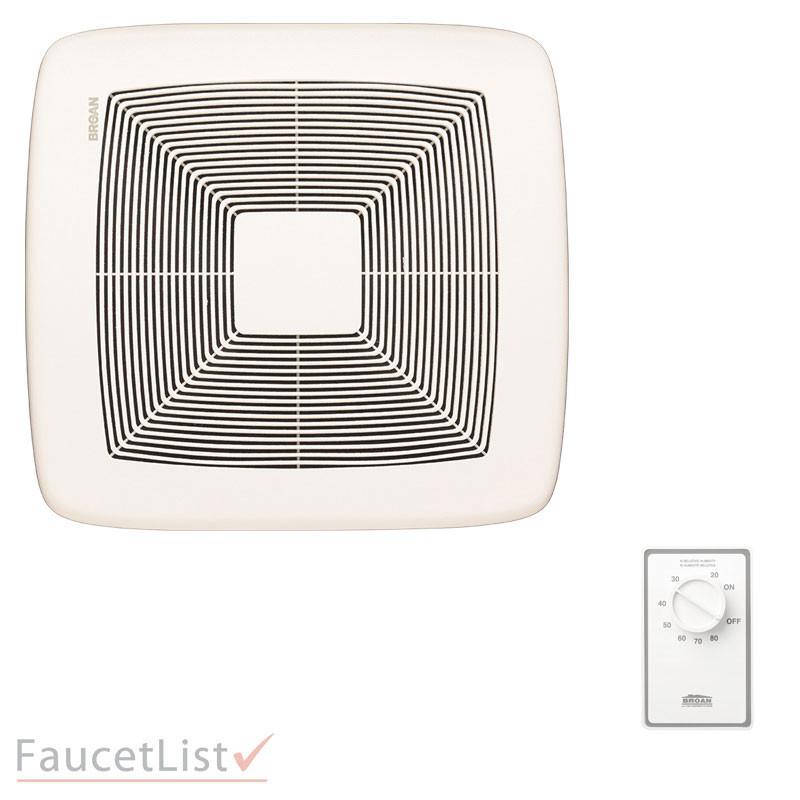 Broan QTXE110 110 CFM Ultra Silent Bathroom Exhaust Fan with Dehumidistat - White Energy Efficient Ventilation for Home & Bathroom - Ideal for Moisture Control, Odor Removal & Air Circulation