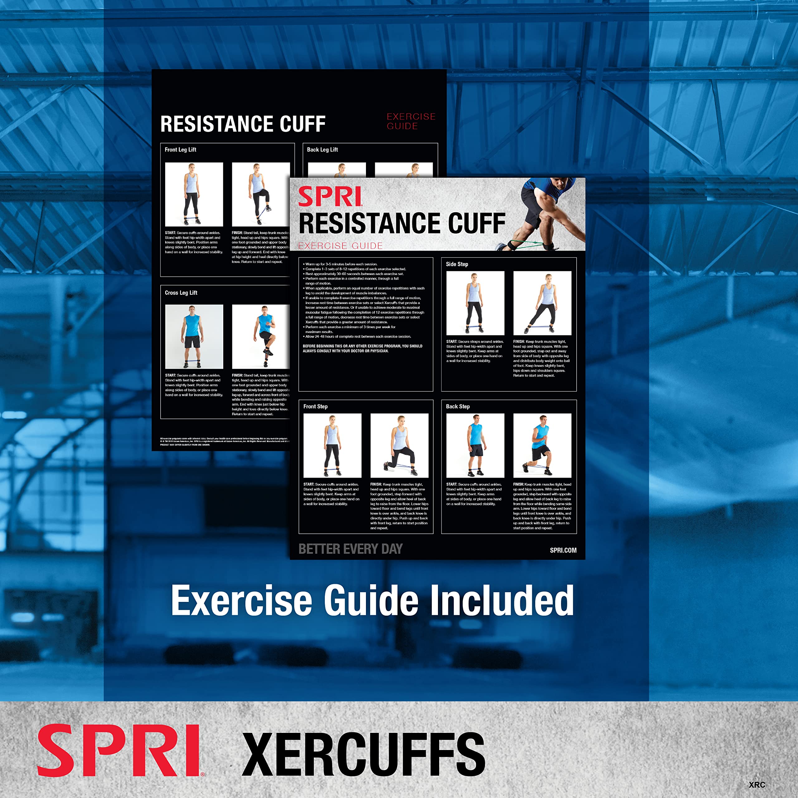 SPRI Xercuff Leg Resistance Band with Non-Slip Padded Ankle Cuffs - Adjustable Exercise Cord for Strength Training, Physical Therapy & Home Gym Workouts (Bands Sold Separately) - Perfect for Pilates, Yoga & Rehabilitation Exercises