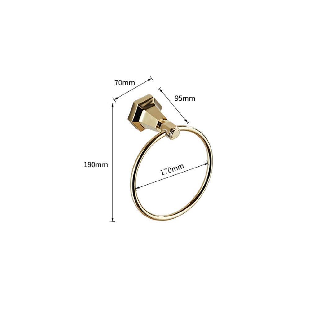 Solid Brass Gold Wall Mounted Towel Ring Holder - Bathroom Towel Rack & Hanger for Home Decor - Perfect for Modern Bathrooms, Powder Rooms & Spa-Style Decor