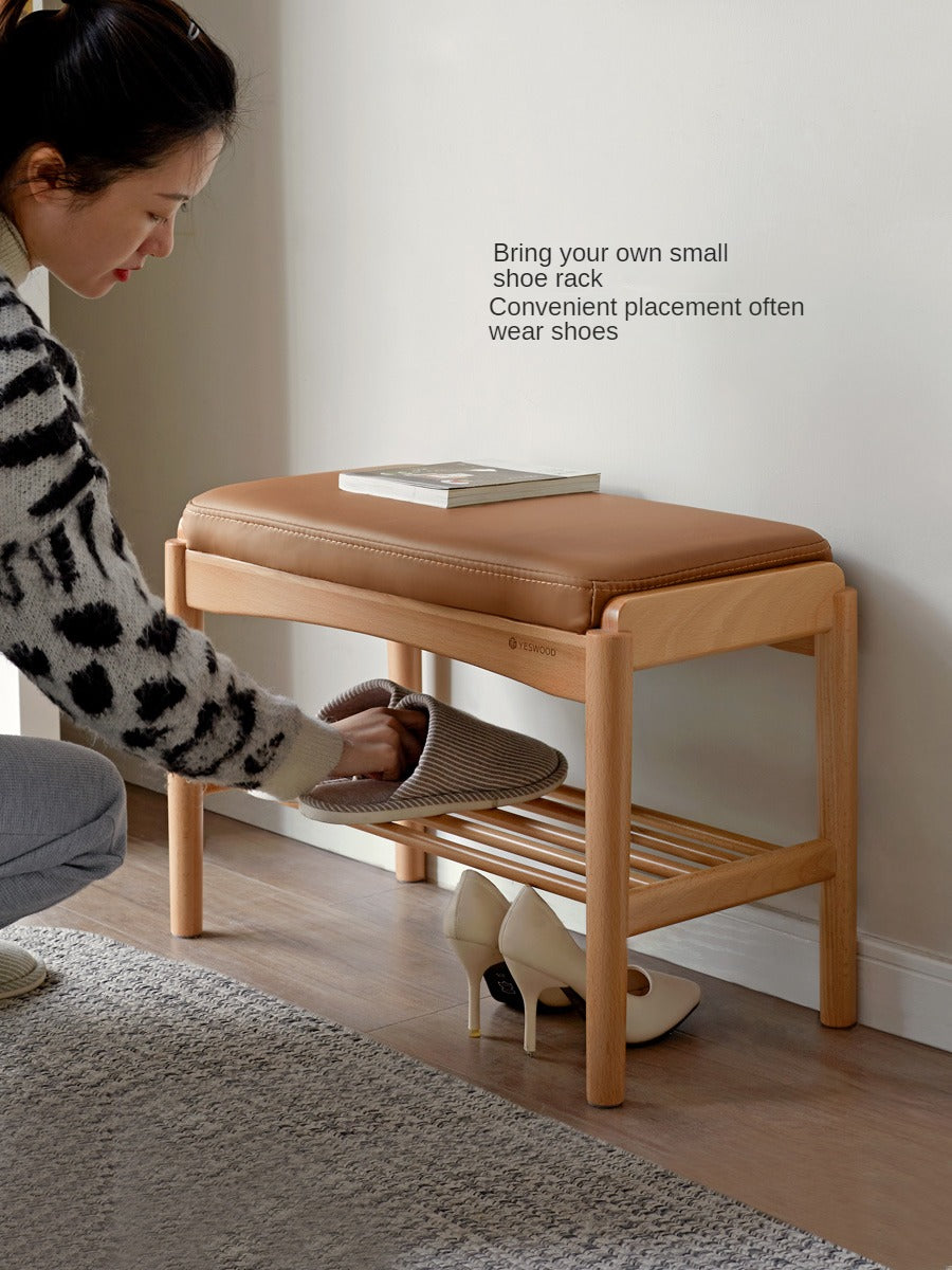 Solid Wood Shoe Storage Bench - Beech, Cherry, Walnut & Oak - Entryway Organizer for Home & Closet Storage