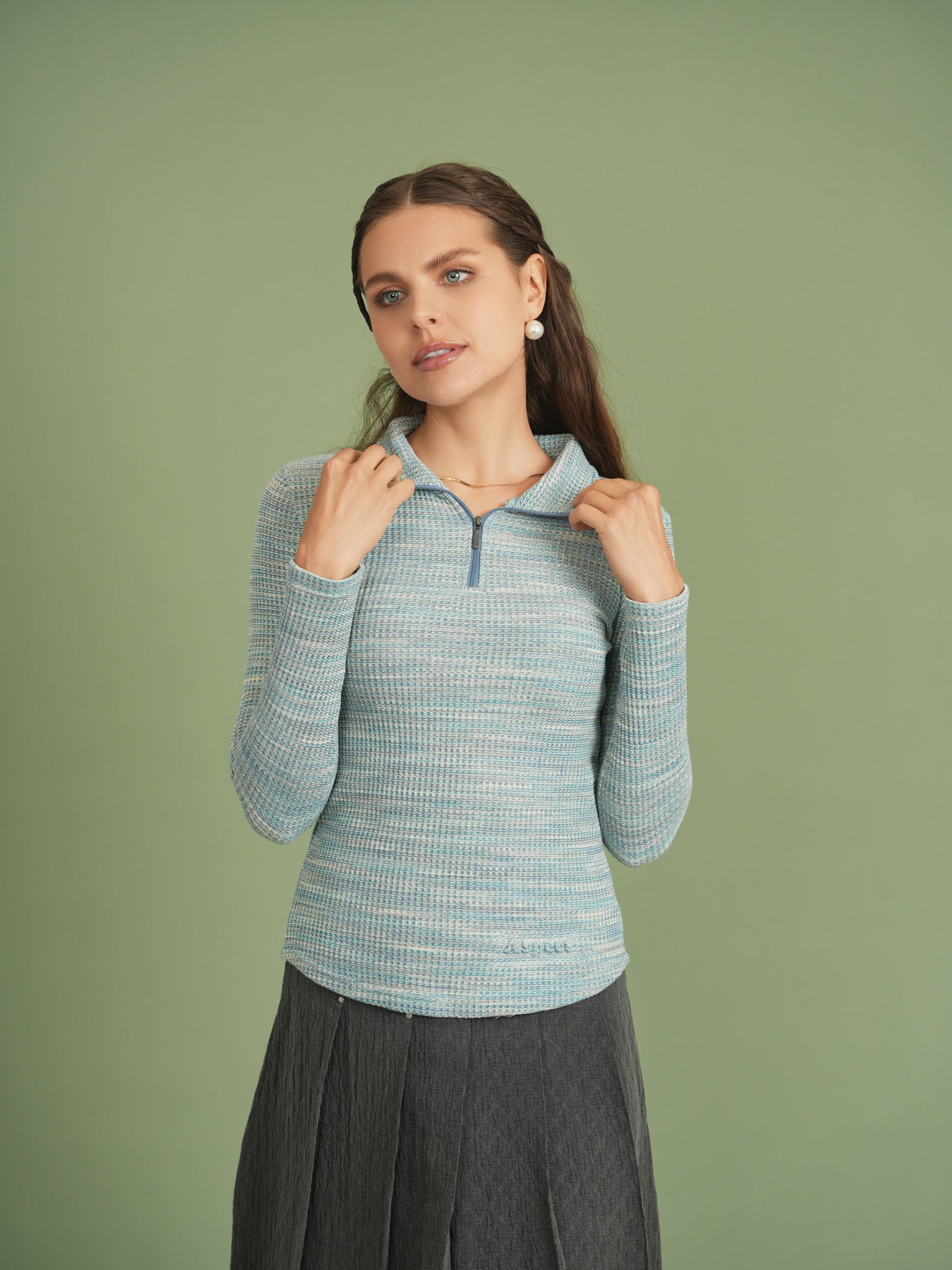 Waffle Stretch Top for Women - Soft & Comfortable Knit Shirt - Perfect for Casual Wear, Layering & Everyday Outfits