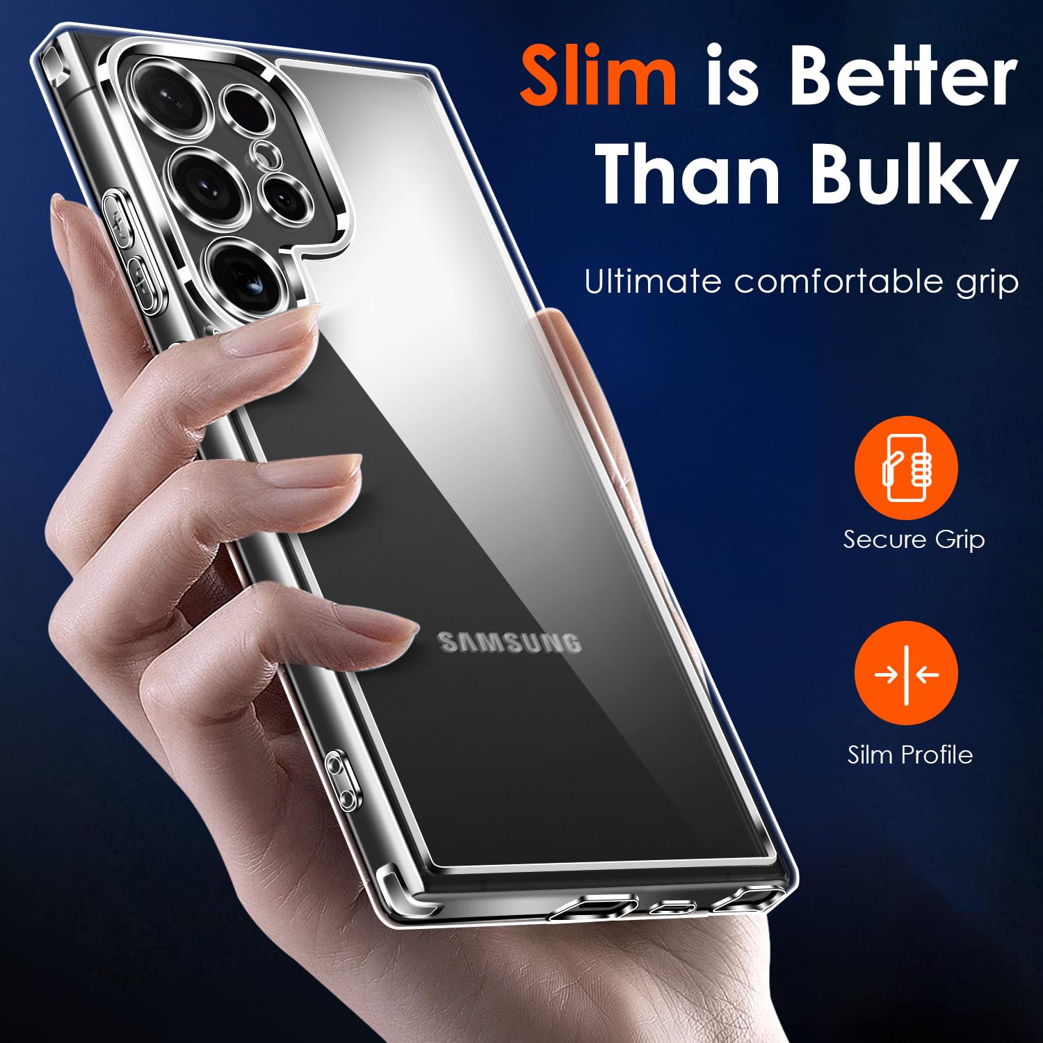 ivoler Samsung Galaxy S24 Ultra 5G Case with 2 Pack Tempered Glass Screen Protector - Military Grade Protection, Slim Clear Bumper Cover, Anti-Scratch & Non-Yellowing - Perfect for Outdoor Activities, Work & Daily Use