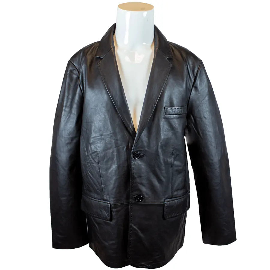 Premium Men's Stitched Leather Blazer Jacket - Classic Slim Fit for Business & Casual Wear - Perfect for Office, Parties & Date Nights