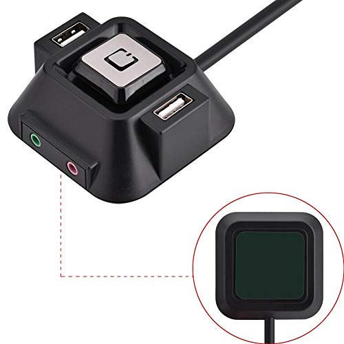 Desktop PC Power Switch with 2 USB Ports, Reset Button & Audio/Mic Jacks - Computer Case Power Button for ATX PC Builds & Upgrades | Perfect for Gaming Rigs, Workstations & Home Office Setups