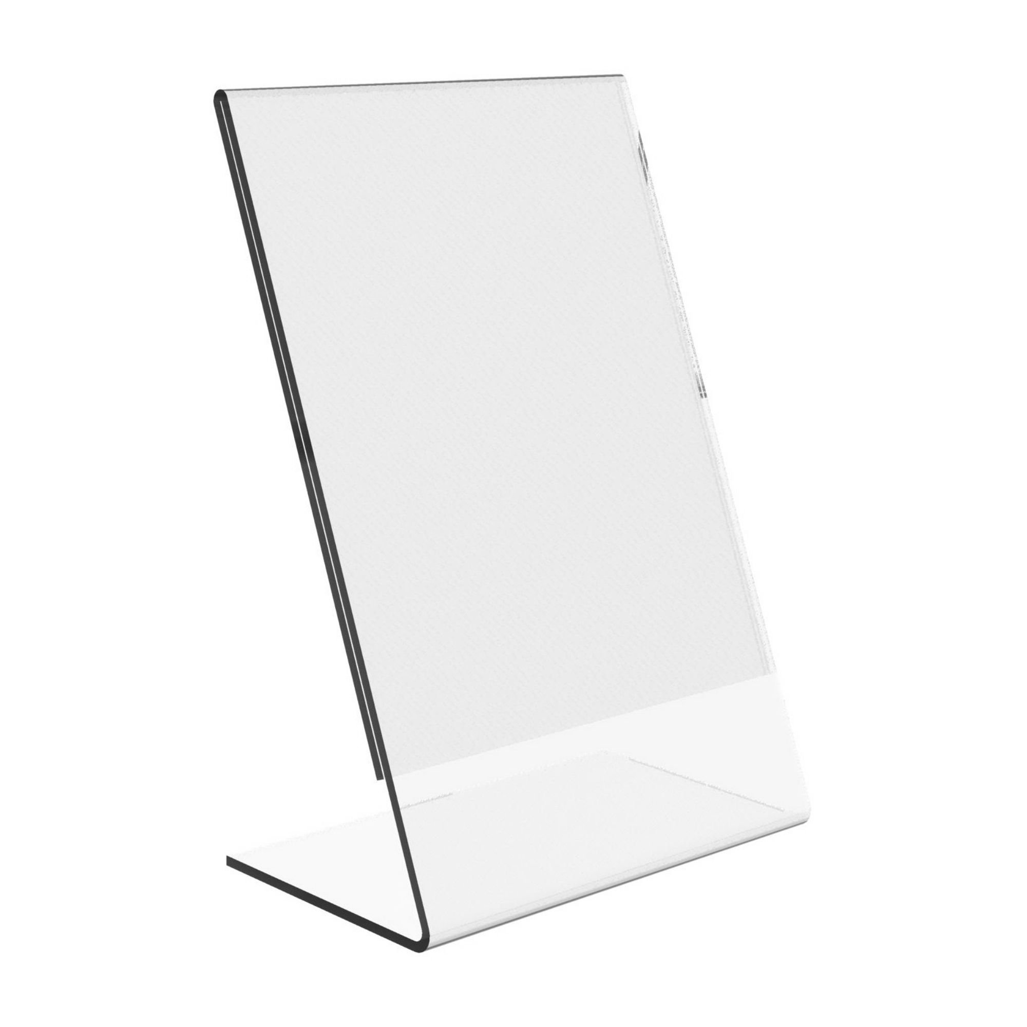 Premium Clear Acrylic Sign Holder 5x7 Inches - Slanted Display Stand for Office, Retail Store, Restaurant & Trade Shows (50 Pack) - Perfect for Menu Boards, Price Tags & Promotional Displays