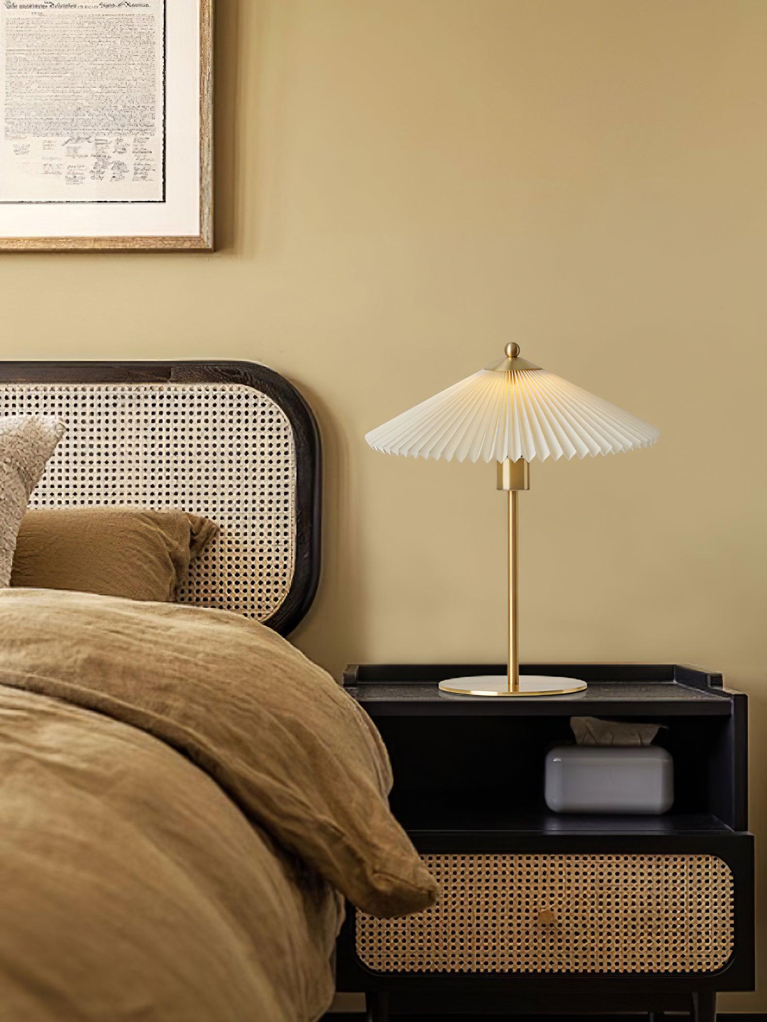 Perla Pleated Table Lamp - Modern Bedside & Living Room Lighting for Home Decor - Soft Glow Accent Light for Bedroom, Office, or Study