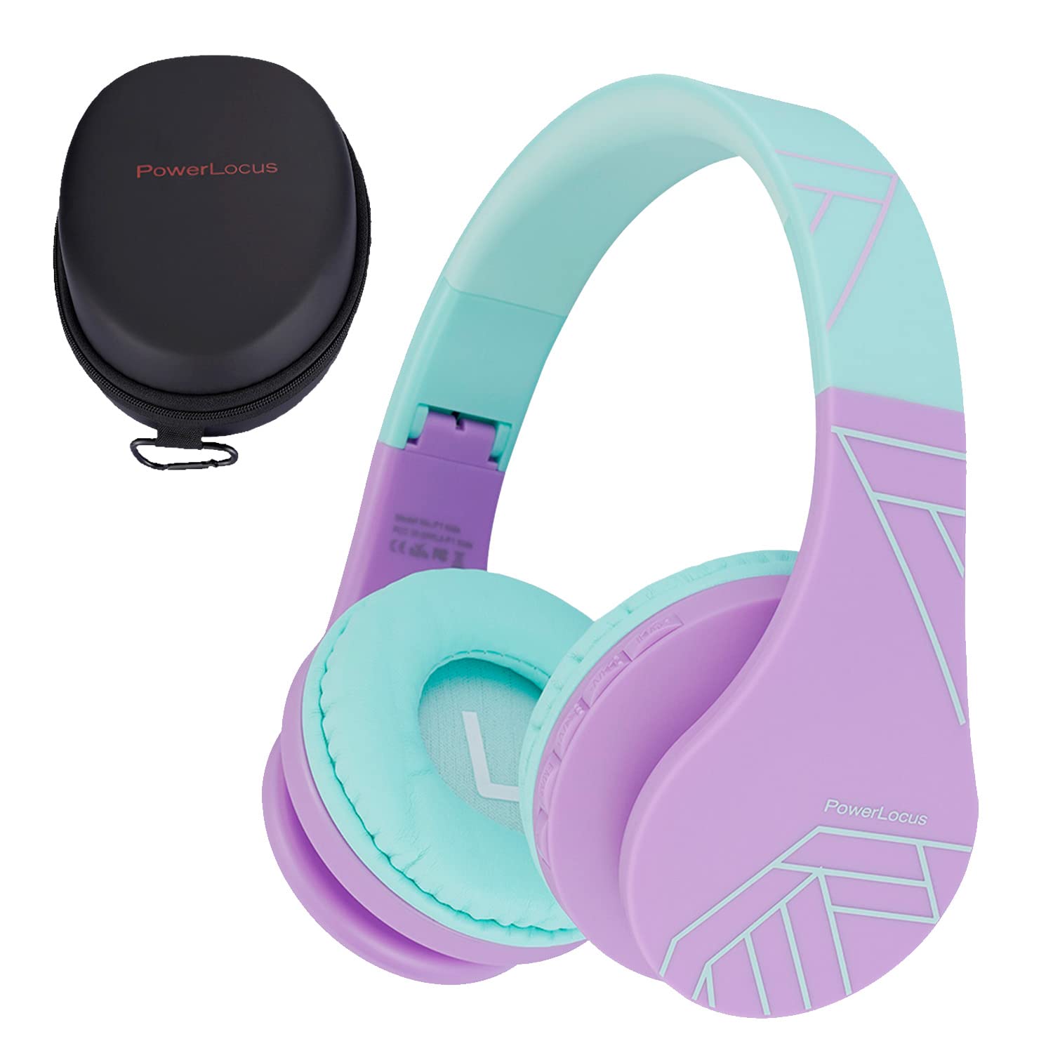 PowerLocus Kids Wireless Bluetooth Headphones with Microphone - Foldable Over-Ear Design, 85DB Volume Limit, SD Card & FM Radio - Compatible with Phones, Tablets, PC - Perfect for School, Travel & Home Learning