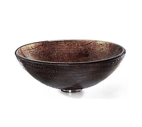 Copper Illusion Glass Vessel Bathroom Sink with PU-MR Chrome Finish - Modern Vanity Sink for Bathroom, Powder Room, and Master Suite Decor