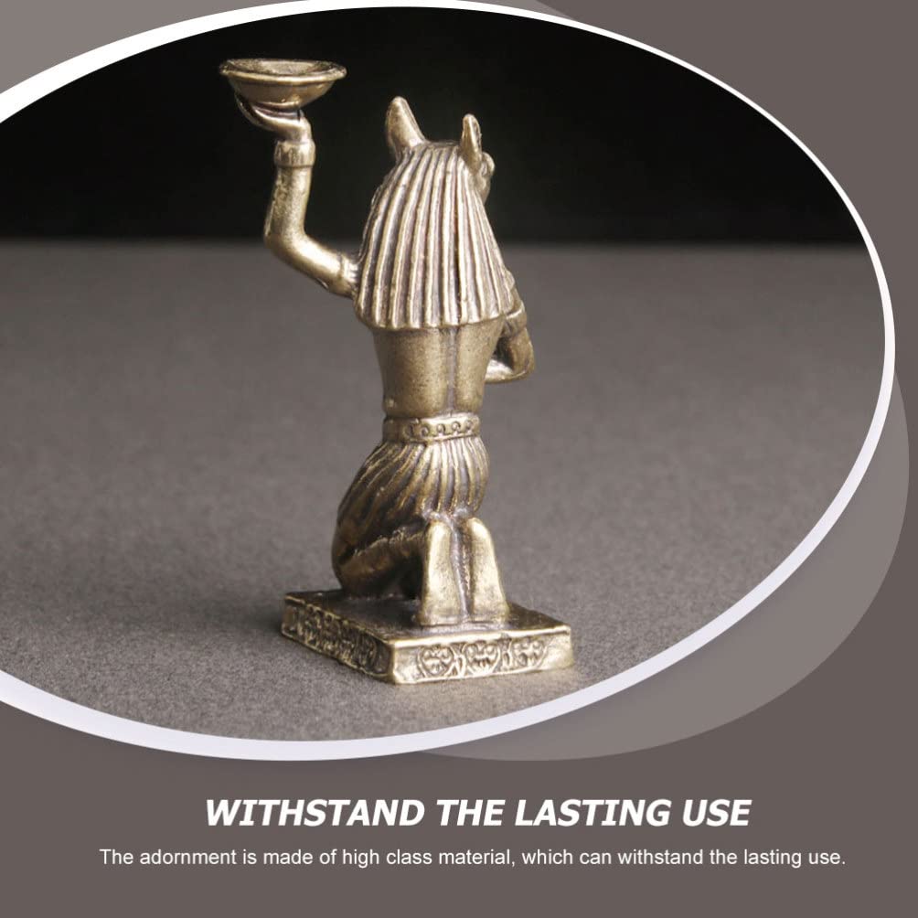 FOMIYES Brass Egyptian Statue - Handcrafted Anubis Figurine, Golden Brass Decor for Home Office, Ancient Egypt Statue Collection, Unique Gift for History Lovers & Desk Display