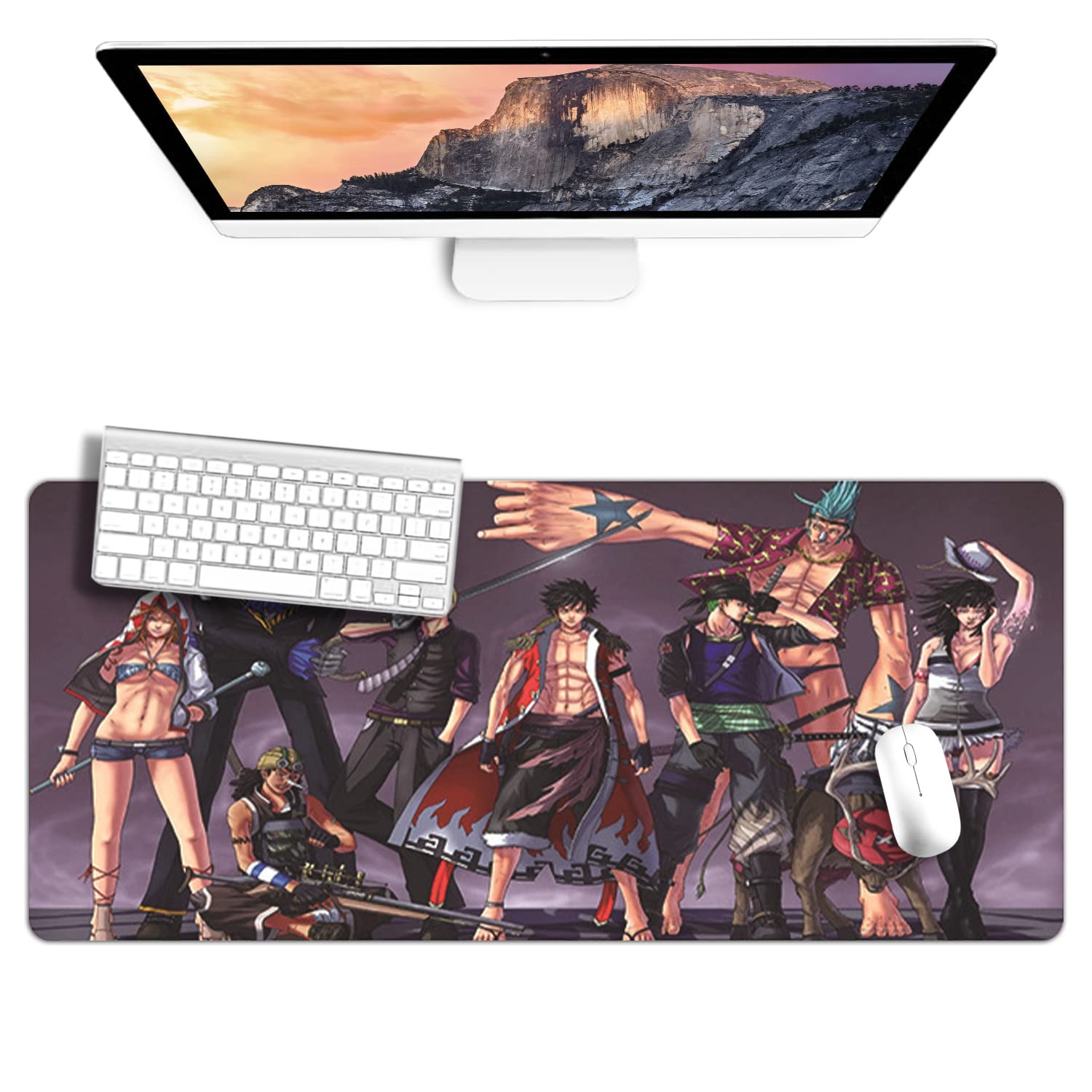 One Piece Anime Gaming Mouse Pad - 31.5 x 15.7 Inch Large Waterproof Desk Mat for Laptop & PC, Non-Slip Rubber Base Office Desk Pad - Perfect for Gamers, Anime Fans & Home Office Workspace