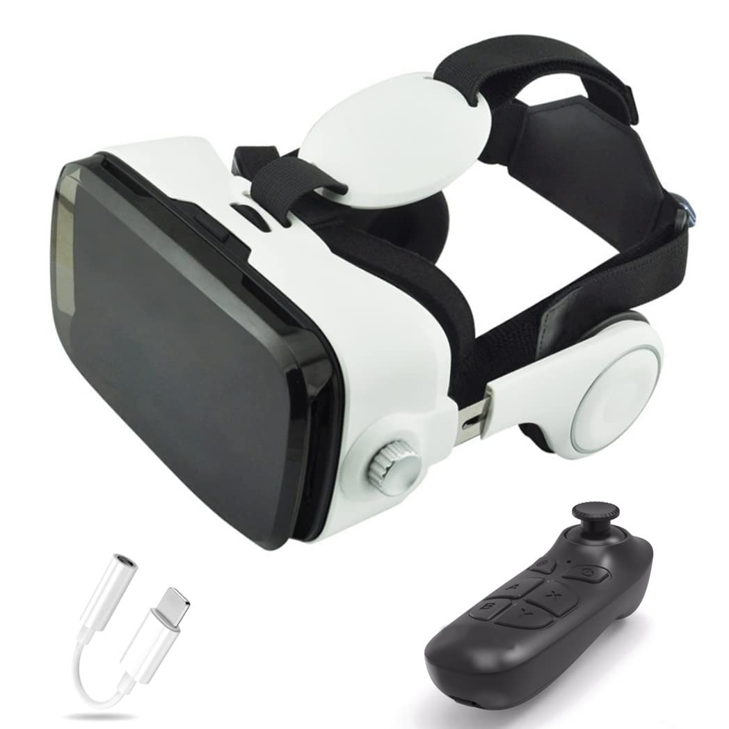3D VR Headset with Bluetooth Controller - Compatible with iPhone 13 Pro Max/13 Pro/13/12/11, Samsung Galaxy S21, Huawei & Xiaomi Series - Immersive Virtual Reality Experience for Gaming, Movies & VR Apps (Color: A, Size: iOS)