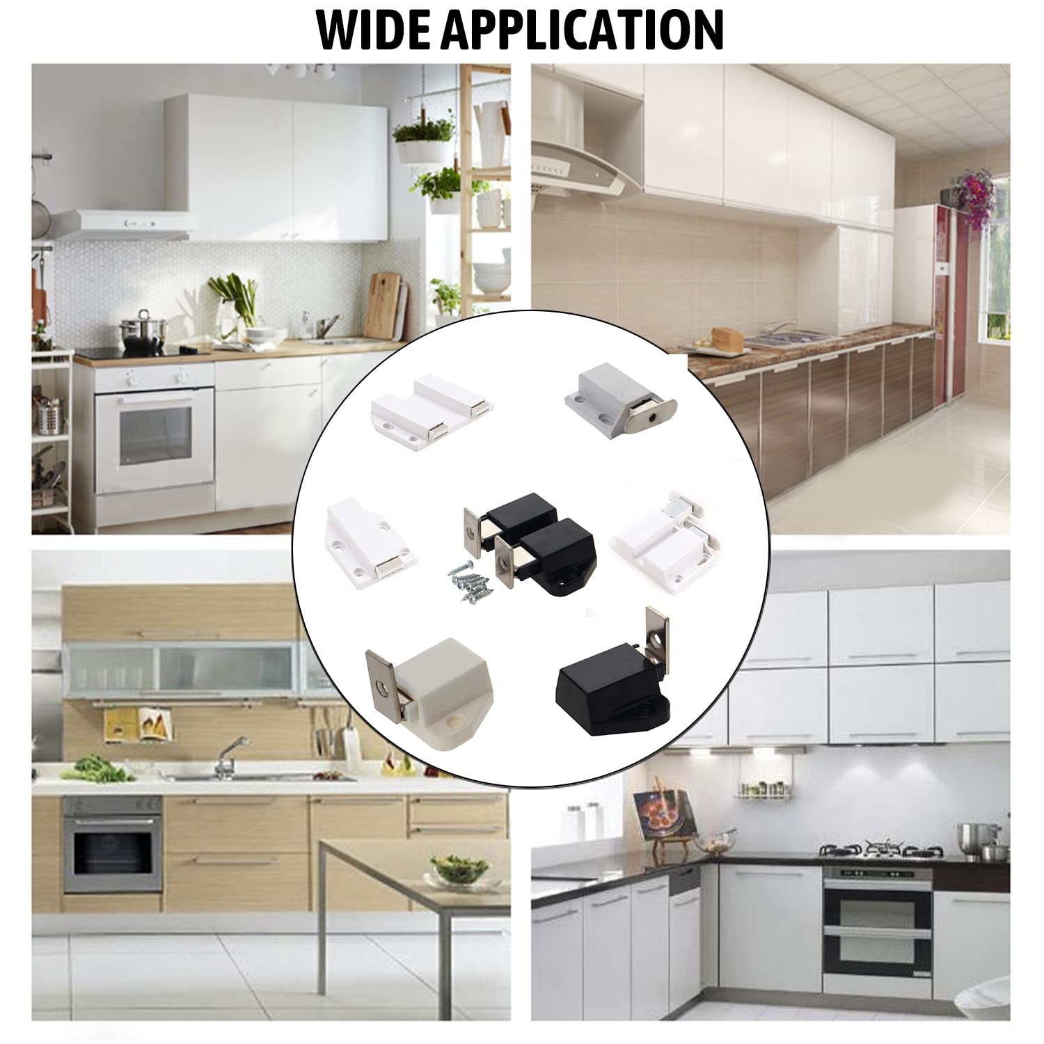 MroMax 8pcs White Magnetic Cabinet Latches - Double Touch Catch Press Latch for Kitchen Cupboard, Wardrobe & Furniture (Perfect for Easy Access Storage Spaces)