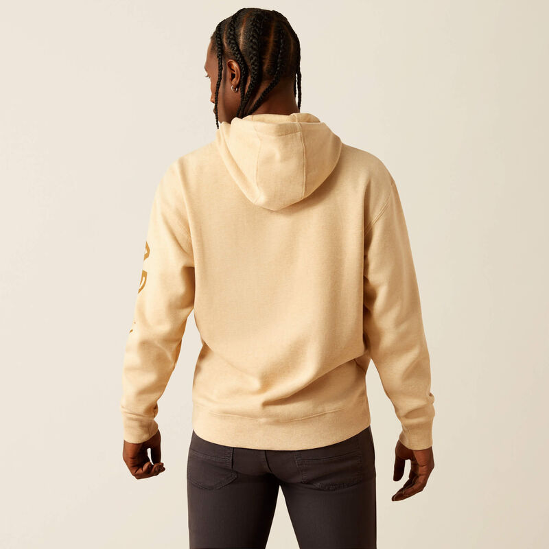 Ariat Logo Hoodie for Men & Women - Soft Cotton Blend Pullover in Tan Heather - Comfortable Casual Wear for Outdoor Activities, Work & Everyday Use