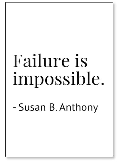 Susan B. Anthony 'Failure is Impossible' Inspirational Quote Fridge Magnet - White Motivational Decor for Kitchen, Office & Home