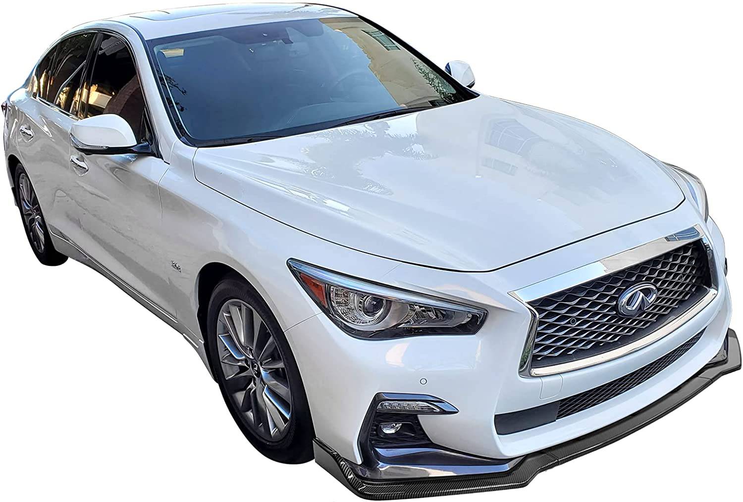 2018-2023 Infiniti Q50 Sport Front Lip Spoiler - 3 Piece Style Aggressive Body Kit - Perfect for Car Enthusiasts & Street Racing Upgrades
