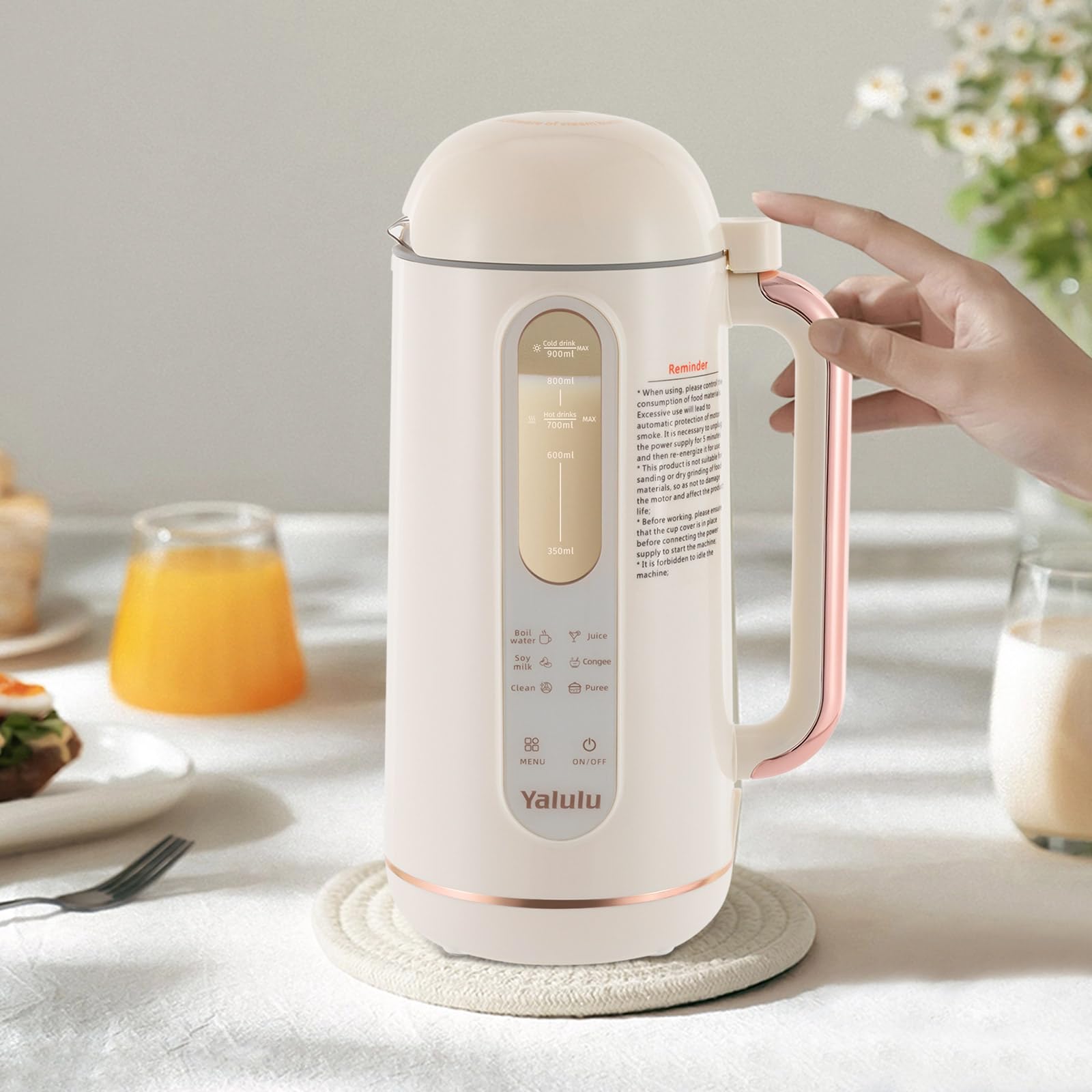 6-in-1 Multi-Functional Nut Milk Maker Machine 30Oz/900mL - Smart Automatic Cold/Hot Homemade Almond, Soy & Oat Milk Maker with Juicer & Mesh Strainer - Perfect for Vegan, Dairy-Free Diets & Healthy Smoothies at Home