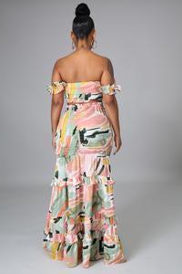 Stylish The Palms Skirt Set for Women - Summer Floral Print Two Piece Outfit | Perfect for Beach Vacations, Date Nights & Casual Wear